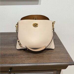 COACH Willow Shoulder Bag in Chalk Color with brass hardware. EUC